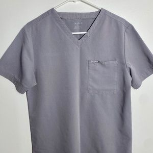 Jannu Men's V-Neck Scrub Top In Small Grey